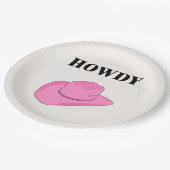 Howdy Cowboy Hat Pink Pappteller (Schrägansicht)