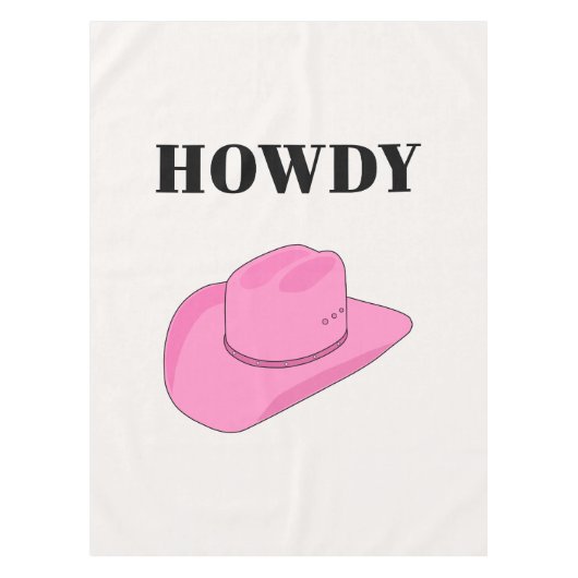 Howdy Cowboy Hat Pink Tischdecke (Vorderseite)