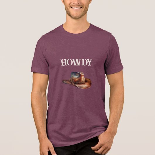 Howdy Cowboy Hat Tri-Blend Shirt (Vorderseite)
