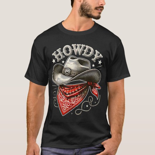 Howdy Cowboy Hat Western T-Shirt (Vorderseite)