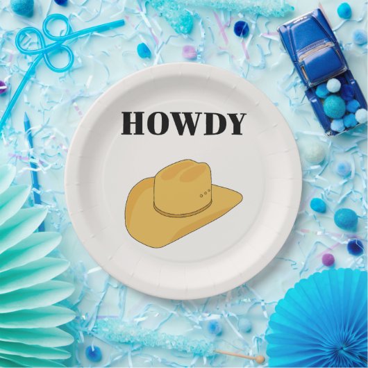 Howdy Cowboy Hat Yellow Pappteller (Party)