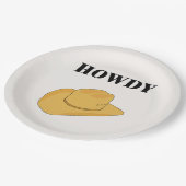 Howdy Cowboy Hat Yellow Pappteller (Schrägansicht)