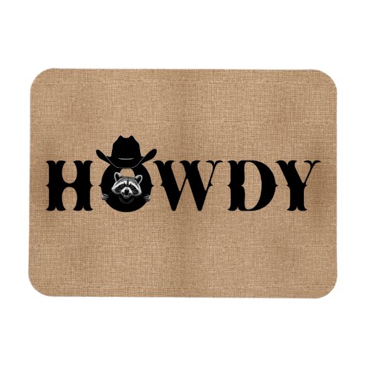 Howdy Cowboy Raccoon Funny Fridge Magnet (Horizontal)