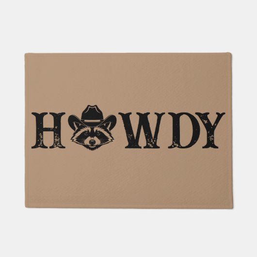 Howdy Cowboy Raccoon Western Funny Welcome Mat Fußmatte (Vorderseite)