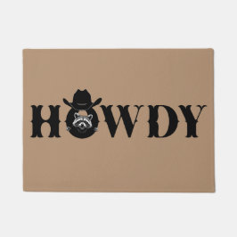 Howdy Cowboy Raccoon Western Funny Welcome Mat Fußmatte