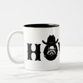 Howdy Cowboy Raccoon Western Funny Welcome Zweifarbige Tasse