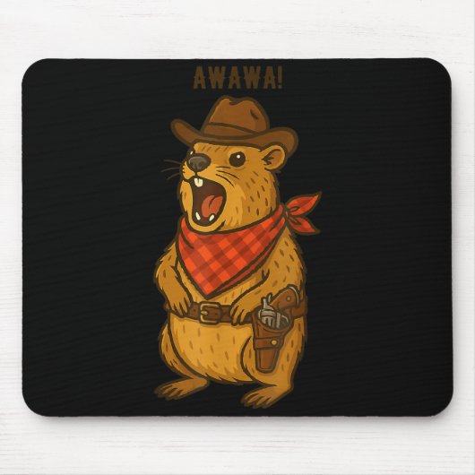 Howdy Cowboy Rock Hyrax Awawa Western Funny _2 Mousepad (Vorne)