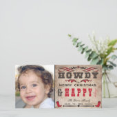 Howdy Cowboy Western Xmas Fotokarte Feiertagskarte (Stehend Vorderseite)