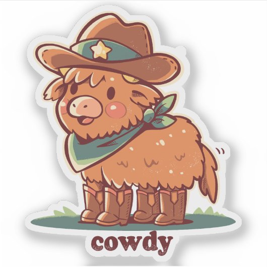 Howdy Cowdy Aufkleber (Vorderseite)