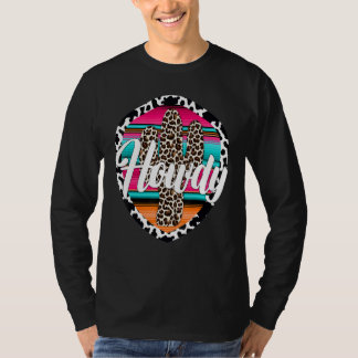 HOWDY CowLeopard Cactus Serape Cactus print Turqu T-Shirt