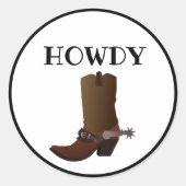 Howdy Custom Western Cowboy Boot Runder Aufkleber (Vorderseite)