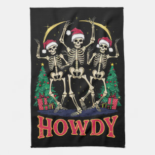 Howdy Dancing Skelett Funny Christmas Holiday Geschirrtuch