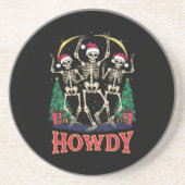 Howdy Dancing Skelett Funny Christmas Holiday Getränkeuntersetzer (Vorne)
