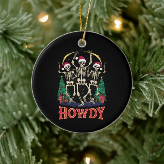 Howdy Dancing Skelett Funny Christmas Holiday Keramik Ornament (Baum)