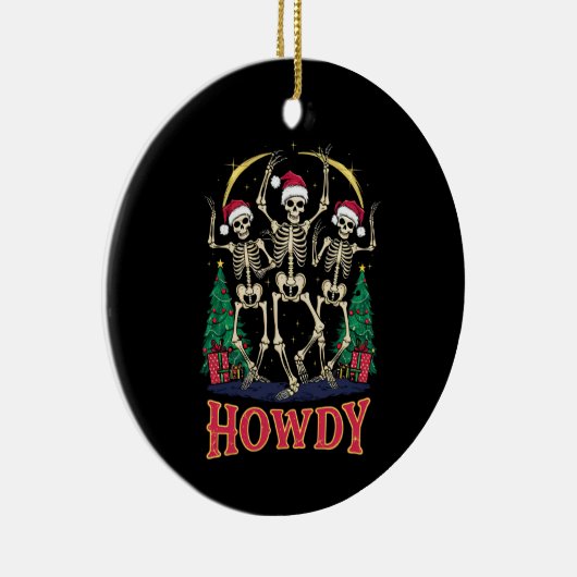Howdy Dancing Skelett Funny Christmas Holiday Keramik Ornament (Rechts)