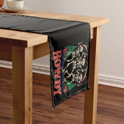 Howdy Dancing Skelett Funny Christmas Holiday Kurzer Tischläufer (Beispiel)