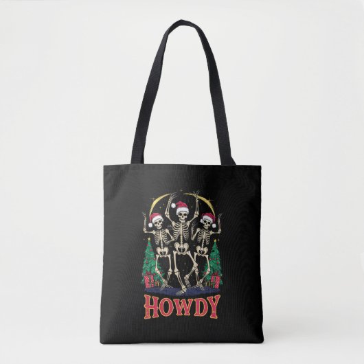 Howdy Dancing Skelett Funny Christmas Holiday Tasche (Vorderseite)