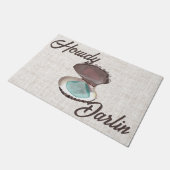 Howdy Darlin Coastal Oyster mit Aquamarinem Meergl Fußmatte (Schrägansicht)