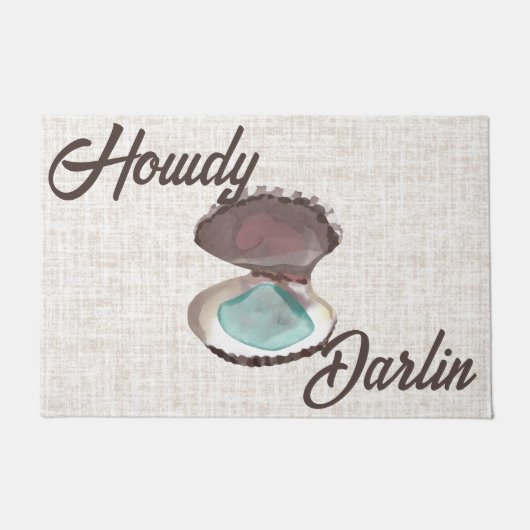 Howdy Darlin Coastal Oyster mit Aquamarinem Meergl Fußmatte (Vorderseite)