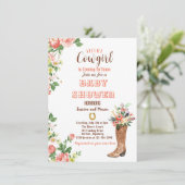 Howdy, es ist eine Boots Cowgirl-Babydusche Einlad Dankeskarte (Stehend Vorderseite)