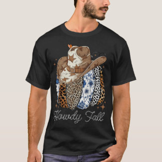 Howdy Fall Pumpkin mit Cowboy Hat Leopard T-Shirt