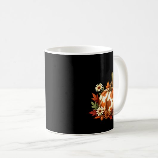 Howdy Fall Pumpkin Retro Western Cowboy Cow Hallow Kaffeetasse (VorderseiteRechts)