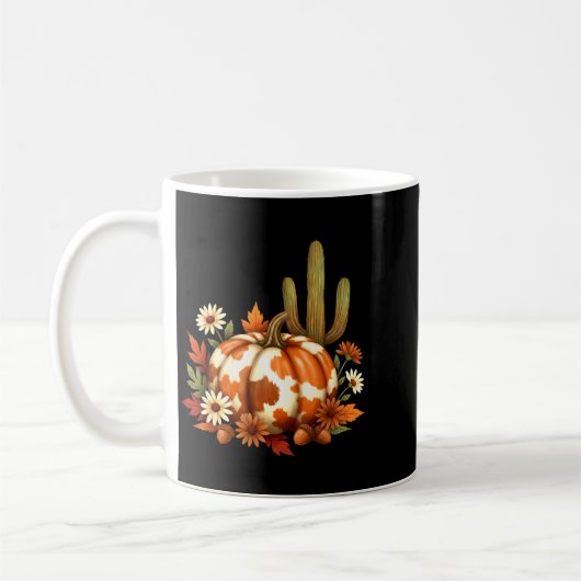 Howdy Fall Pumpkin Retro Western Cowboy Cow Hallow Kaffeetasse (Links)