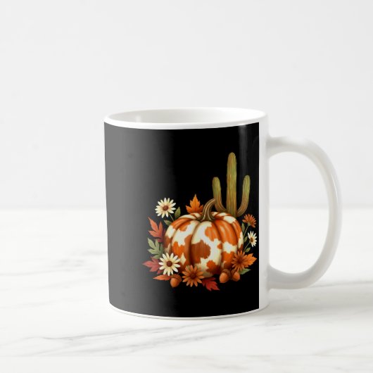 Howdy Fall Pumpkin Retro Western Cowboy Cow Hallow Kaffeetasse (Rechts)