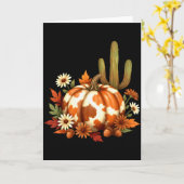Howdy Fall Pumpkin Retro Western Cowboy Cow Hallow Karte (Gelbe Blume)