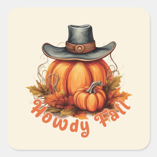 Howdy Fall Quadratischer Aufkleber (Vorderseite)