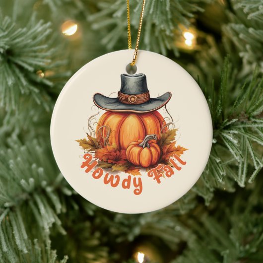 Howdy Fall - Rustikale Herbstwoben Keramik Ornament (Baum)