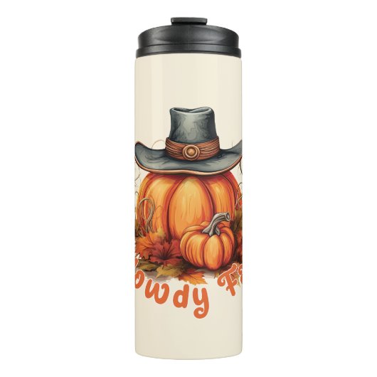 Howdy Fall - Rustikale Herbstwoben Thermosbecher (Vorderseite)