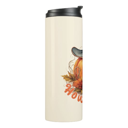 Howdy Fall - Rustikale Herbstwoben Thermosbecher (Nach links gedreht)