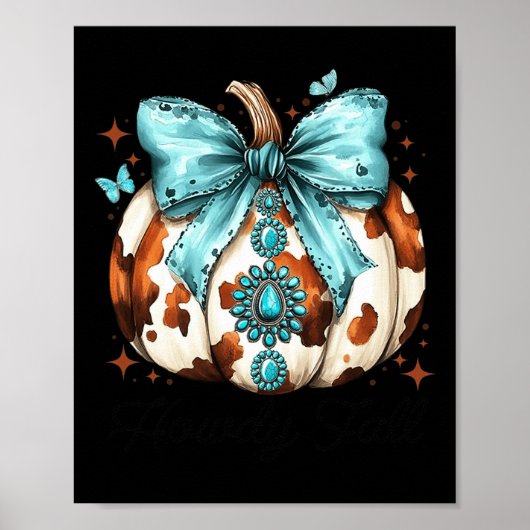 Howdy Fall Western Pumpkin Halloween Cowhide Pumpk Poster (Vorne)
