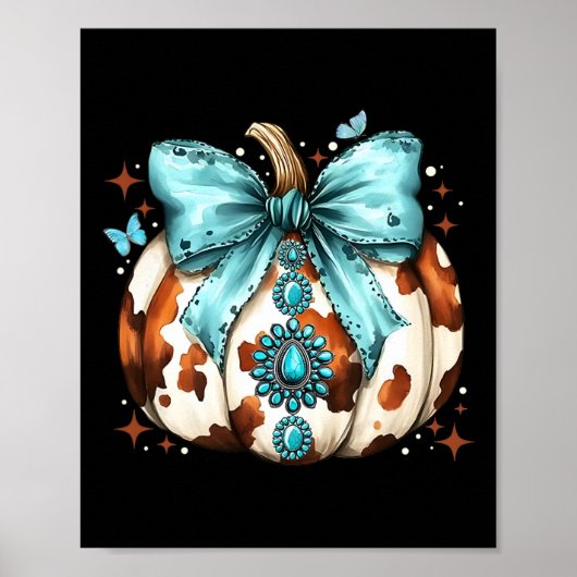 Howdy Fall Western Pumpkin Halloween Cowhide Pumpk Poster (Vorne)