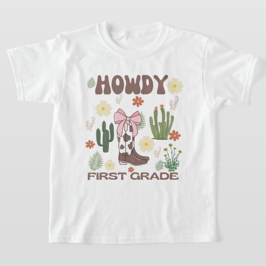 Howdy First Grade Kids T - Shirt, Cowgirl First Da T-Shirt (Ablage )