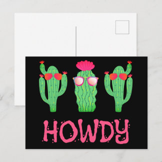 Howdy Funny Western Cactus Cartoon Characters Postkarte