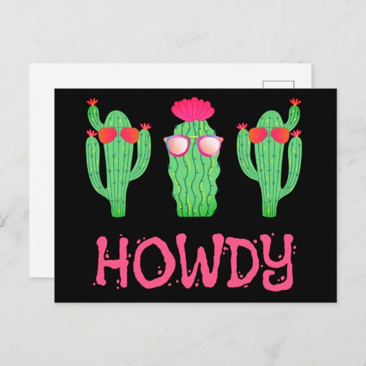 Howdy Funny Western Cactus Cartoon Characters Postkarte (Vorne/Hinten)