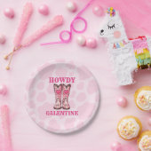 Howdy Galentine Pink Western Cowgirl Paper Plate Pappteller (Party)