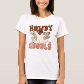 Howdy Ghouls Retro Funny Halloween Cowboy Ghost T-Shirt (Vorderseite)