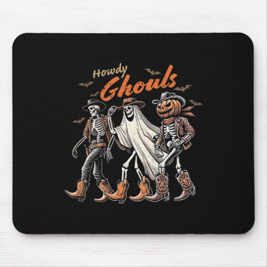 Howdy Ghouls Skeleton Cowboy Western Rodeo Hallowe Mousepad (Vorne)