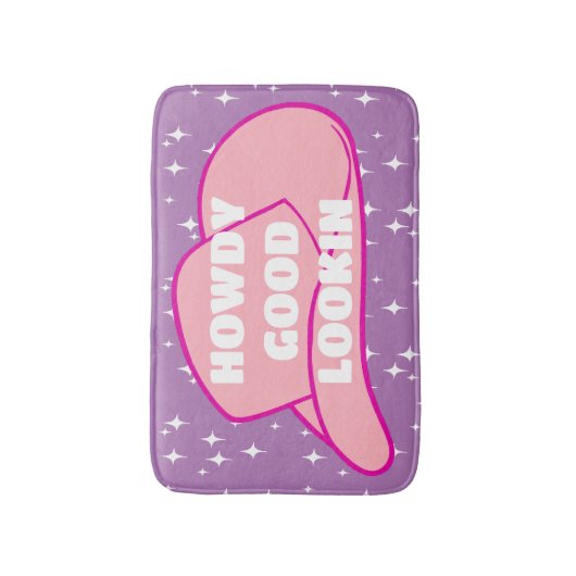 Howdy Good Lookin Rancher Cowboy Hat Lilac Dorm Badematte (Vorderseite Vertikal)