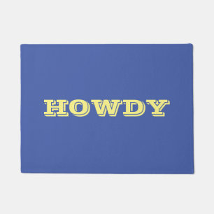 "Howdy" Gruß oder Name, Blau & Gelb Fußmatte