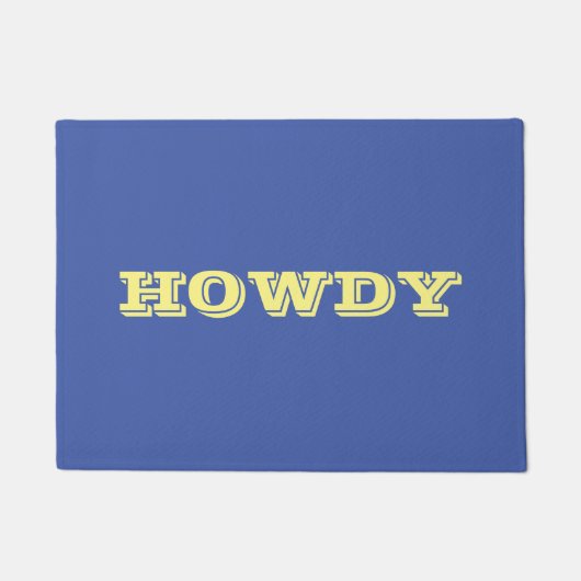 "Howdy" Gruß oder Name, Blau & Gelb Fußmatte (Vorderseite)