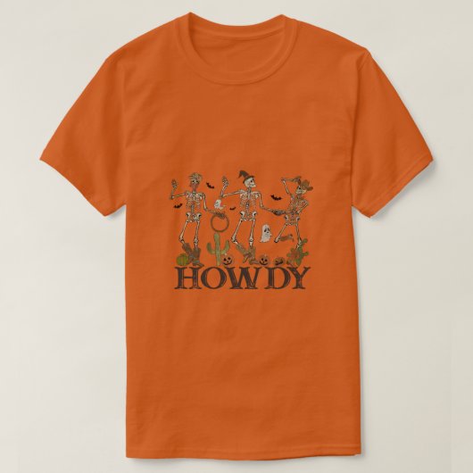 Howdy Halloween Skeletts T-Shirt (Design vorne)