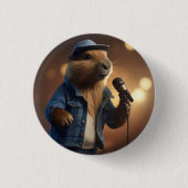 "Howdy Harmonics: The Denim-Clad Capybara Crooner" Button (Vorderseite)