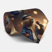 "Howdy Harmonics: The Denim-Clad Capybara Crooner" Krawatte (Gerollt)