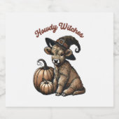 Howdy Hexen Halloween Highland Kuh Schaumweinetikett (Einzelnes Label)