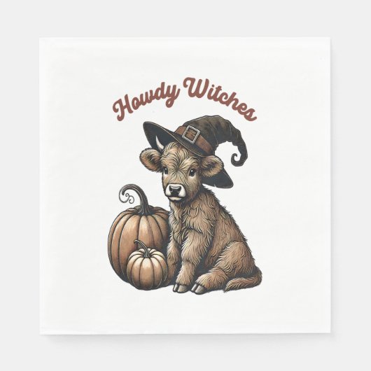 Howdy Hexen Halloween Highland Kuh Serviette (Vorderseite)