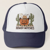 Howdy Hexen Halloween Western Design Truckerkappe (Vorderseite)